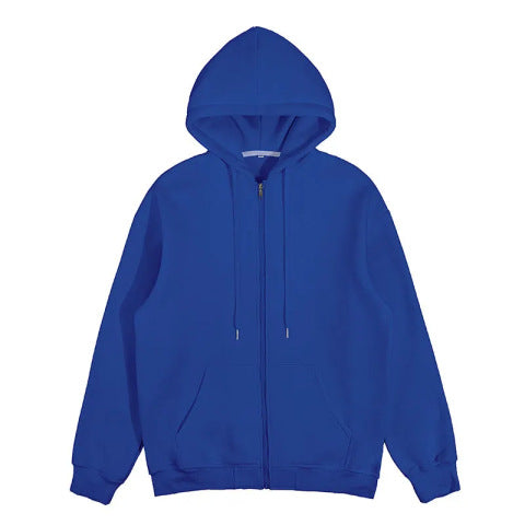 Unisex nan minimalistischer Zip-Hoodie aus schwerer Baumwollmischung mit Kängurutaschen und gerippten Bündchen Drune