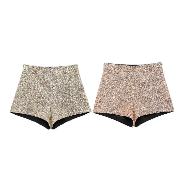 Damen Pailletten Hohe Taillen Shorts Drune
