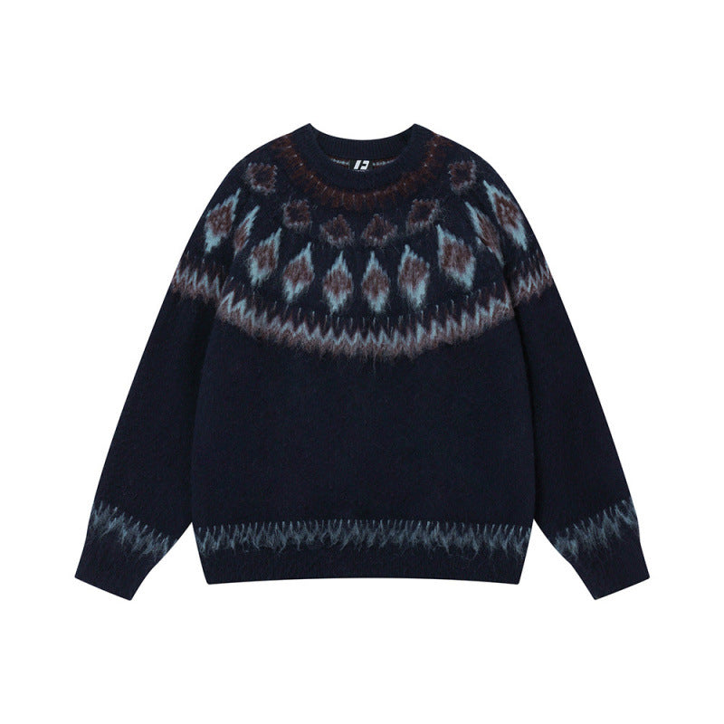 Damen Modischer Pullover mit traditionellem Muster Drune