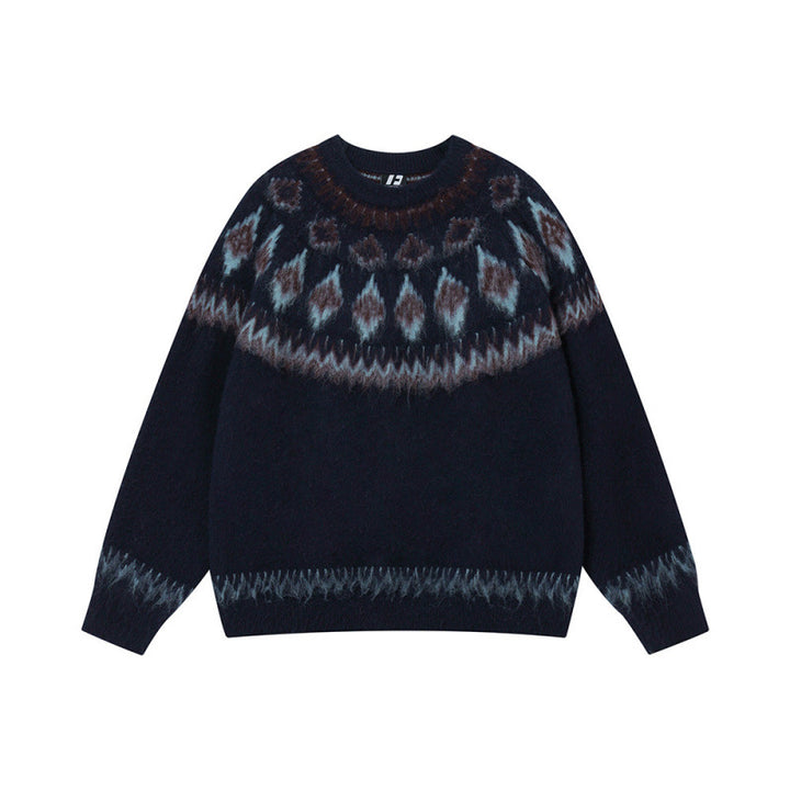 Damen Modischer Pullover mit traditionellem Muster Drune