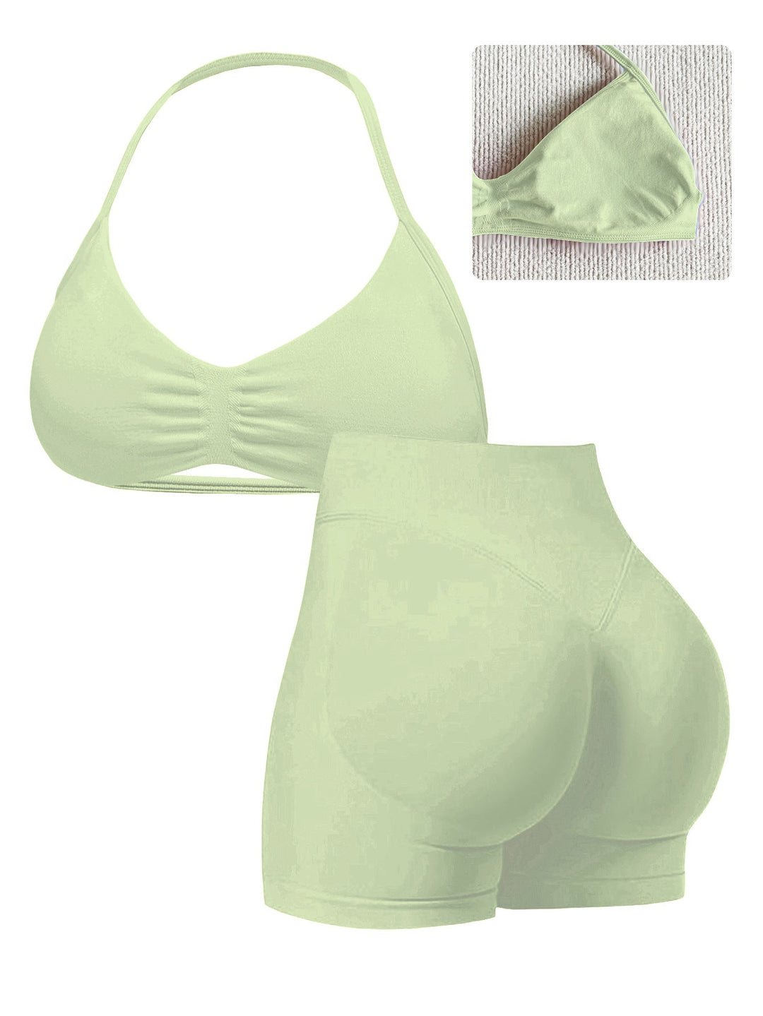 Damen Sport-Bikini-Oberteil mit hoch geschnittenen Shorts und nahtlosem Design Drune