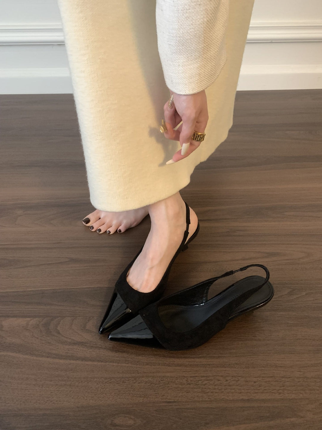 Damen Slingback Pumps mit eleganter Kantenverarbeitung und spitzem Fußbett Drune