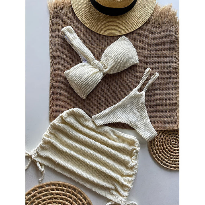 Damen Bikini-Set mit stylischer Raffstruktur und verstellbaren Trägern Drune