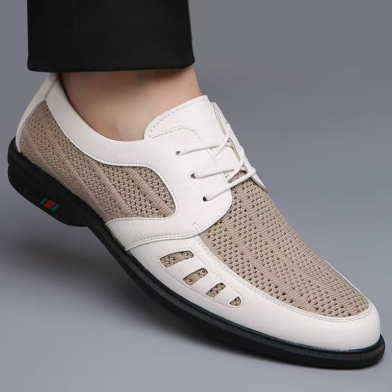 Herren Atmungsaktiver Business-Casual-Halbschuh mit Lochstrick-Elementen Drune