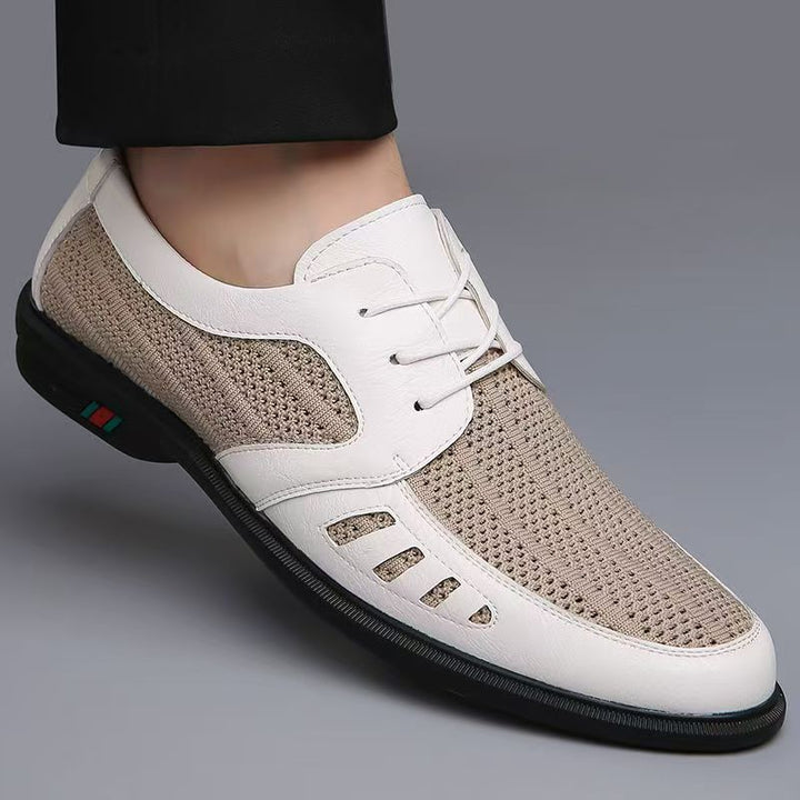 Herren Atmungsaktiver Business-Casual-Halbschuh mit Lochstrick-Elementen Drune