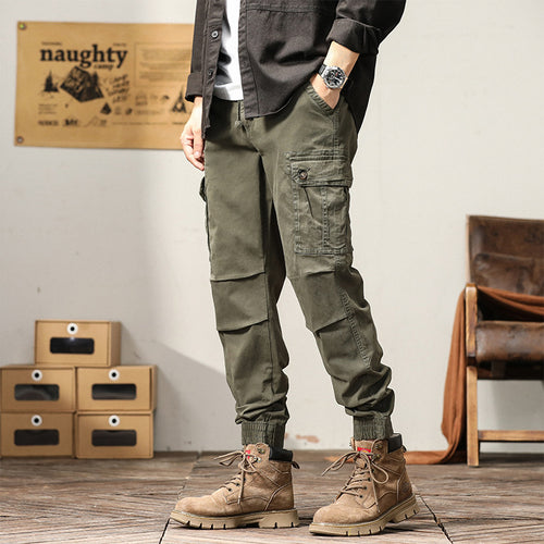 Herren Funktionale Cargo-Joggerhose im Urban-Workwear-Stil mit Kordelbund und Klapptaschen Drune
