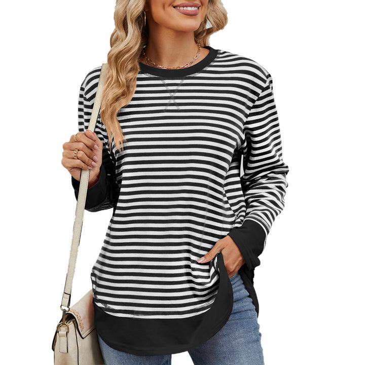 Damen gestreiftes Sweatshirt mit lässigem Schnitt und praktischen Taschen Drune