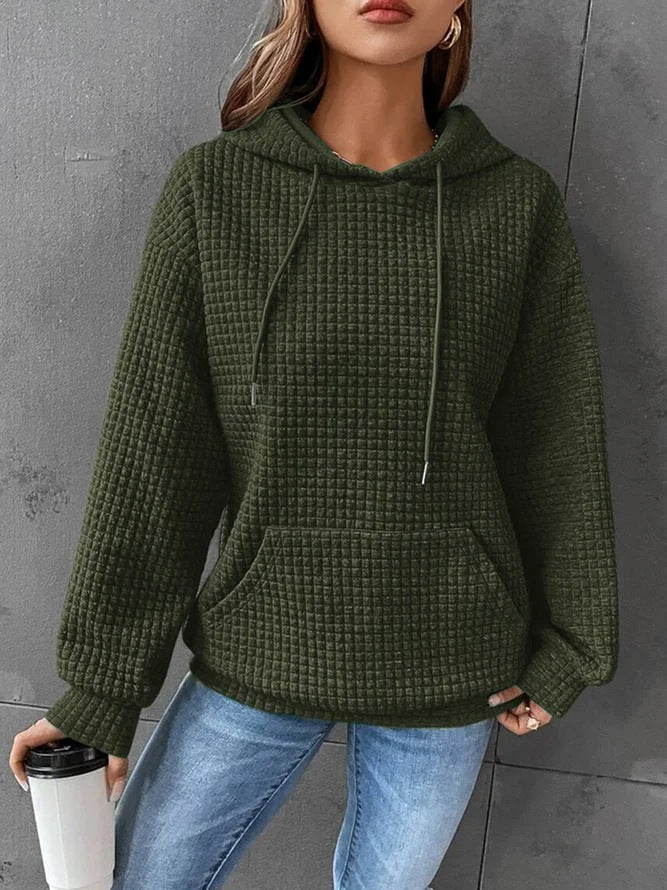 Damen lässiger Hoodie mit strukturierter Oberfläche und praktischer Kängurutasche Drune