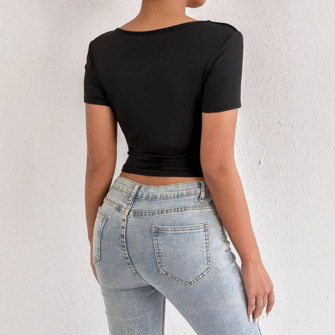 Damen Kurzarm-bodycon Oberteil Drune