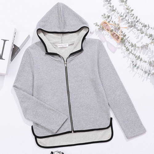 Damen Sportliche Zip-Hoodie Jacke Drune