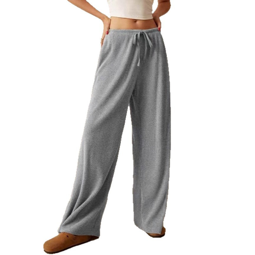 Damen weite Baumwoll-Haremshose mit hoher Taille und praktischem Kordelzug Drune