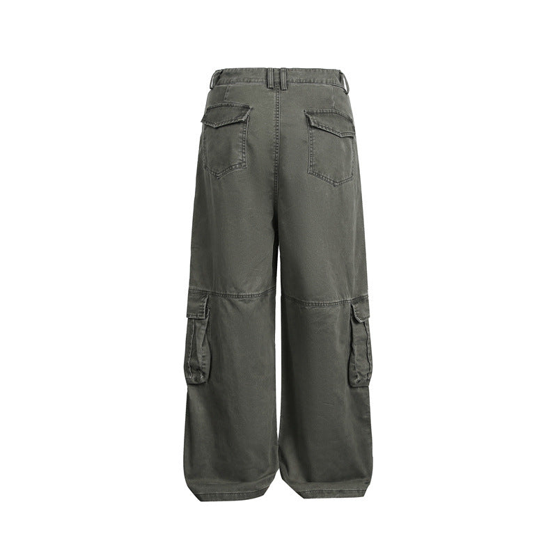 Damen High‑Waist Cargo‑Hose im Wide‑Leg‑Stil mit aufgesetzten Klappentaschen und markanten Nahtdetails Drune