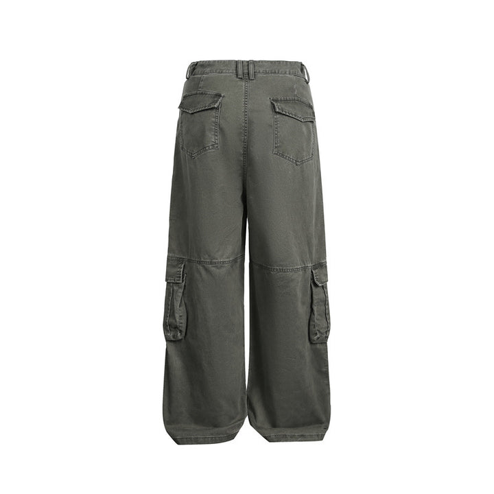 Damen High‑Waist Cargo‑Hose im Wide‑Leg‑Stil mit aufgesetzten Klappentaschen und markanten Nahtdetails Drune