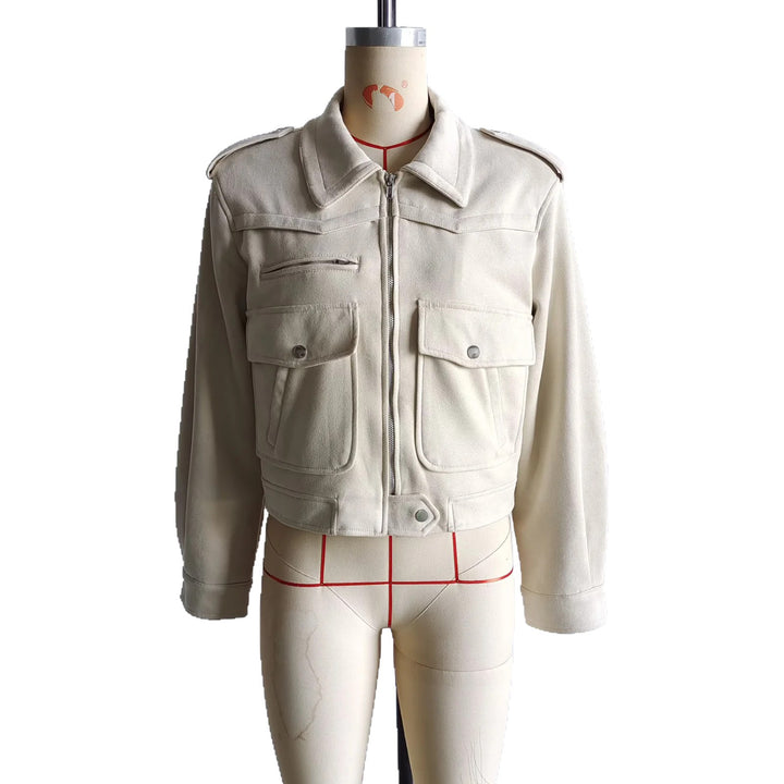 Damen nan cropped Fieldblouson mit Schulterklappen, großen Pattentaschen und mittiger Reißverschluss Drune