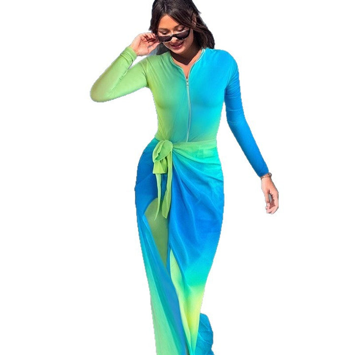 Damen Strategische UV-Schutz-Strandkleid Drune