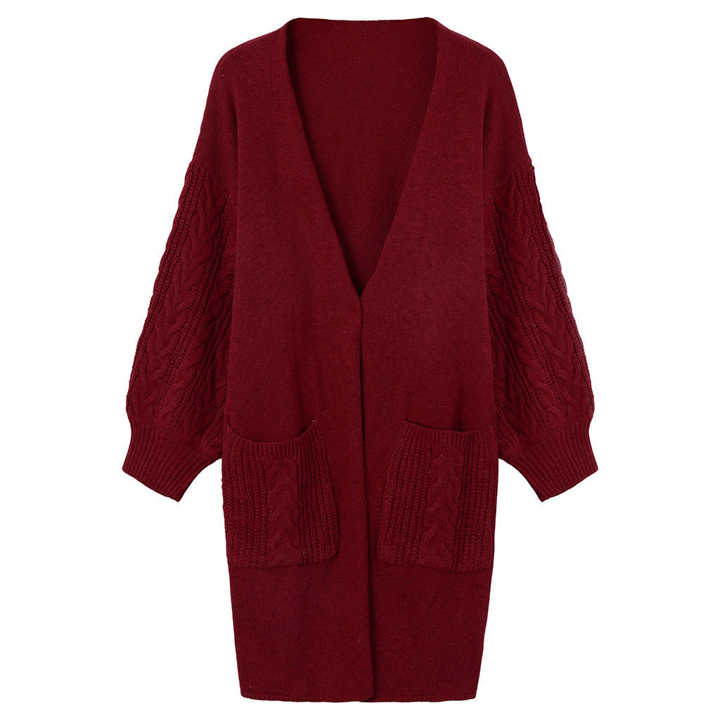 Damen Großer Strickcardigan mit Zopfmuster und praktischen Taschen Drune