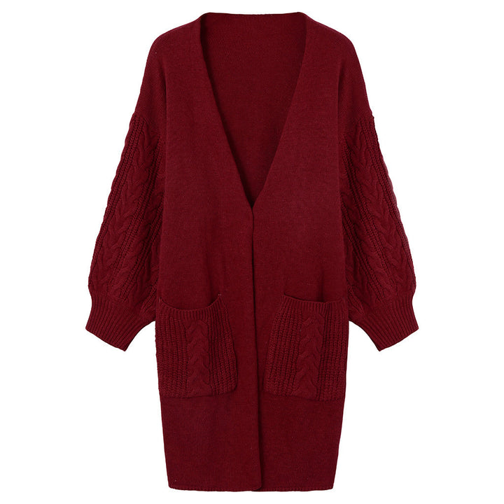 Damen Großer Strickcardigan mit Zopfmuster und praktischen Taschen Drune