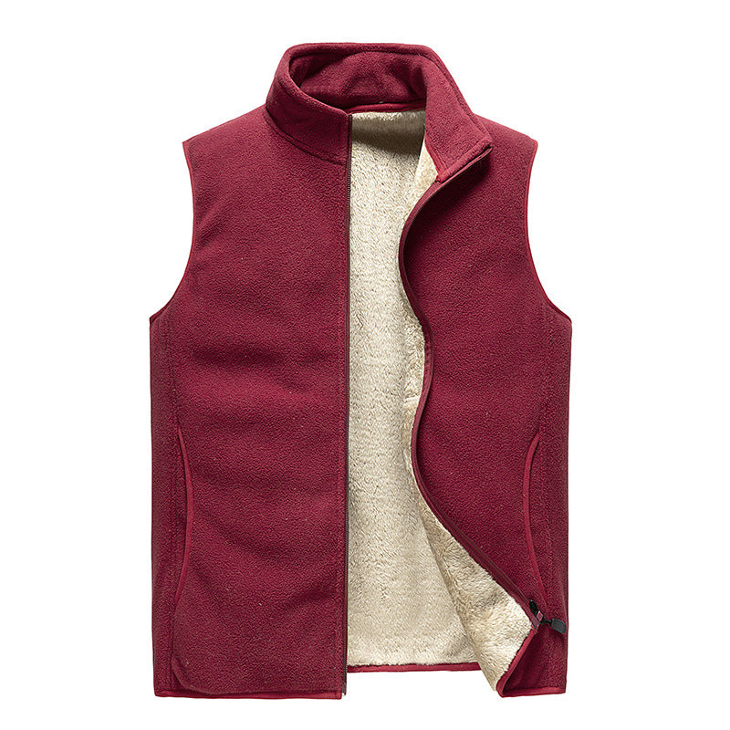 Herren Wärmende Fleece-Thermoweste mit dichter Sherpa‑Fütterung und Hochkragen Drune