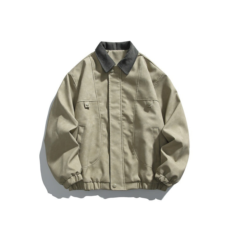 Herren Boxy-Canvas-Blousonjacke mit Cordkragen und elastischem Saum Drune