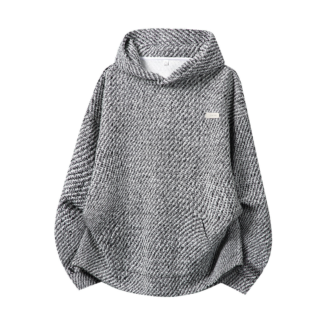 Unisex Oversize-Kapuzenpullover mit hohem Schalkragen und zweifarbiger Struktur Drune