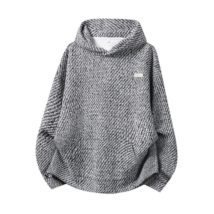 Unisex Oversize-Kapuzenpullover mit hohem Schalkragen und zweifarbiger Struktur Drune