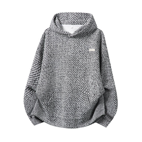 Unisex Oversize-Kapuzenpullover mit hohem Schalkragen und zweifarbiger Struktur Drune