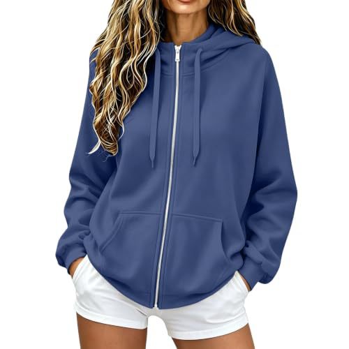 Damen Oversize-Zip-Hoodie aus Microfleece mit Kängurutaschen Drune