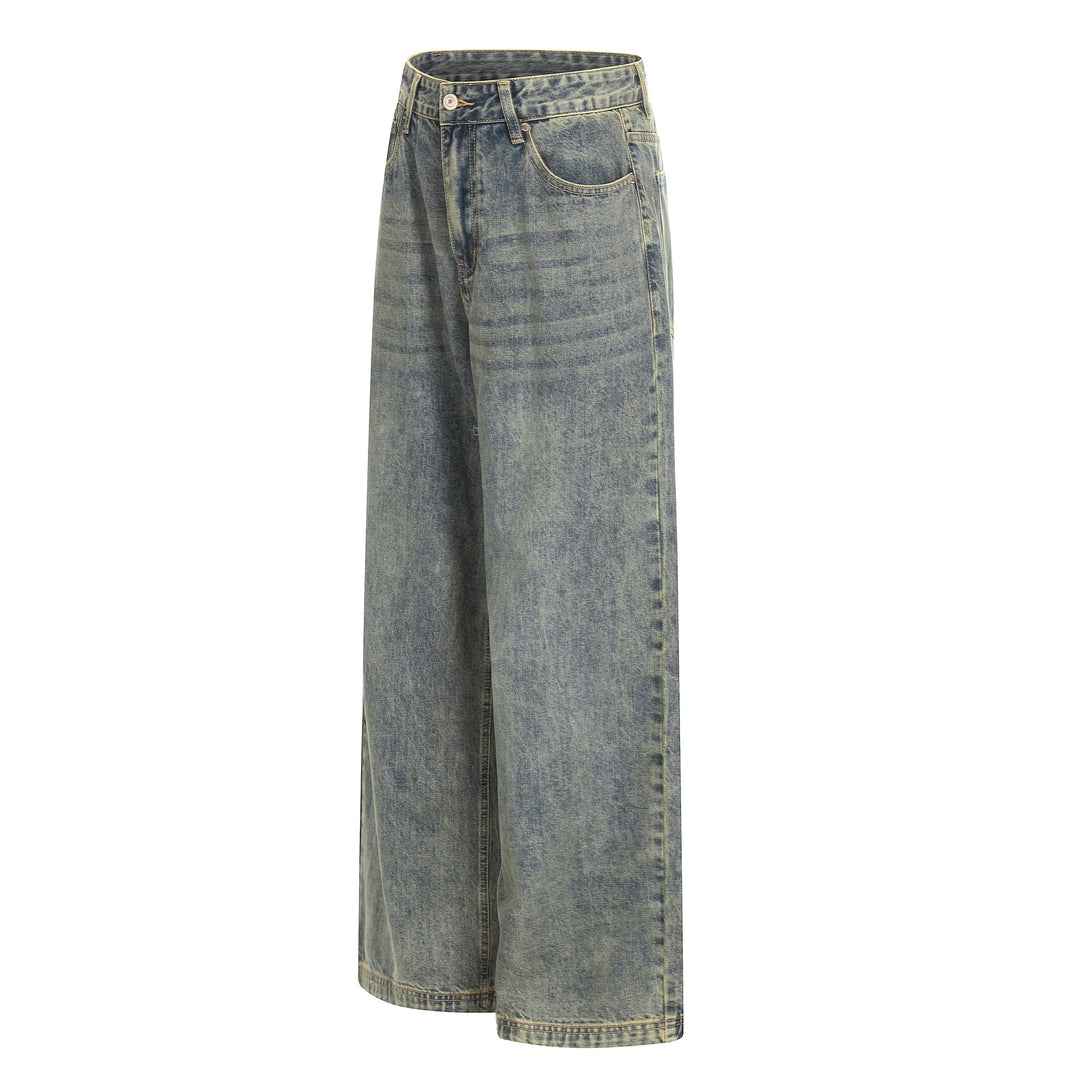 Damen Hochtaillierte Cropped-Denim‑Culotte mit weitem Bein und Used‑Finish Drune