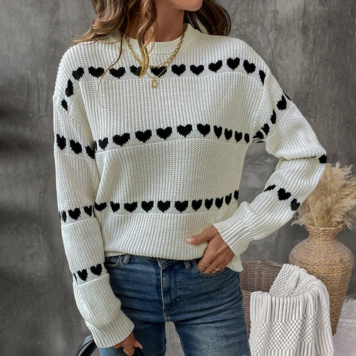Damen Pullover mit Herzmuster Drune