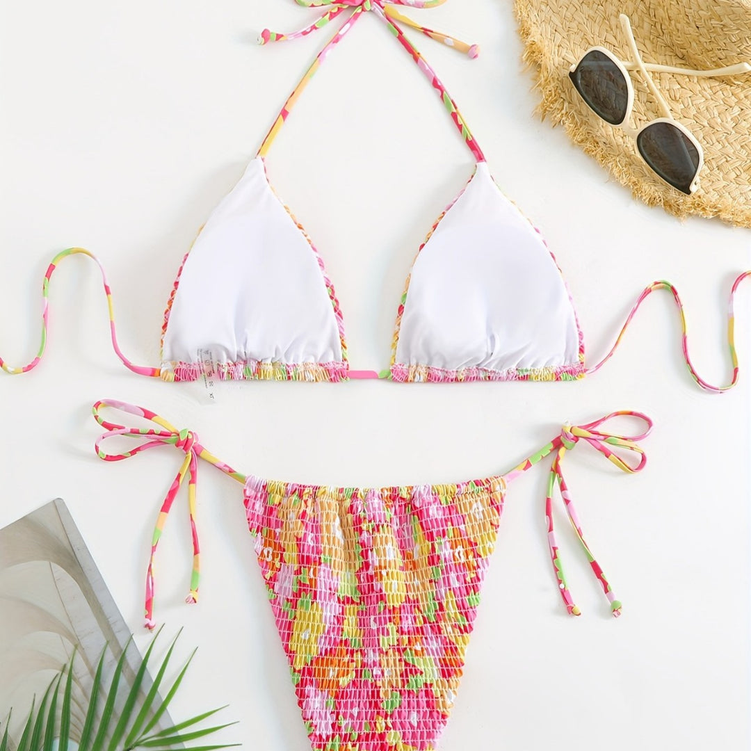 Damen Triangel-Bikini-Set mit floralem Design Drune