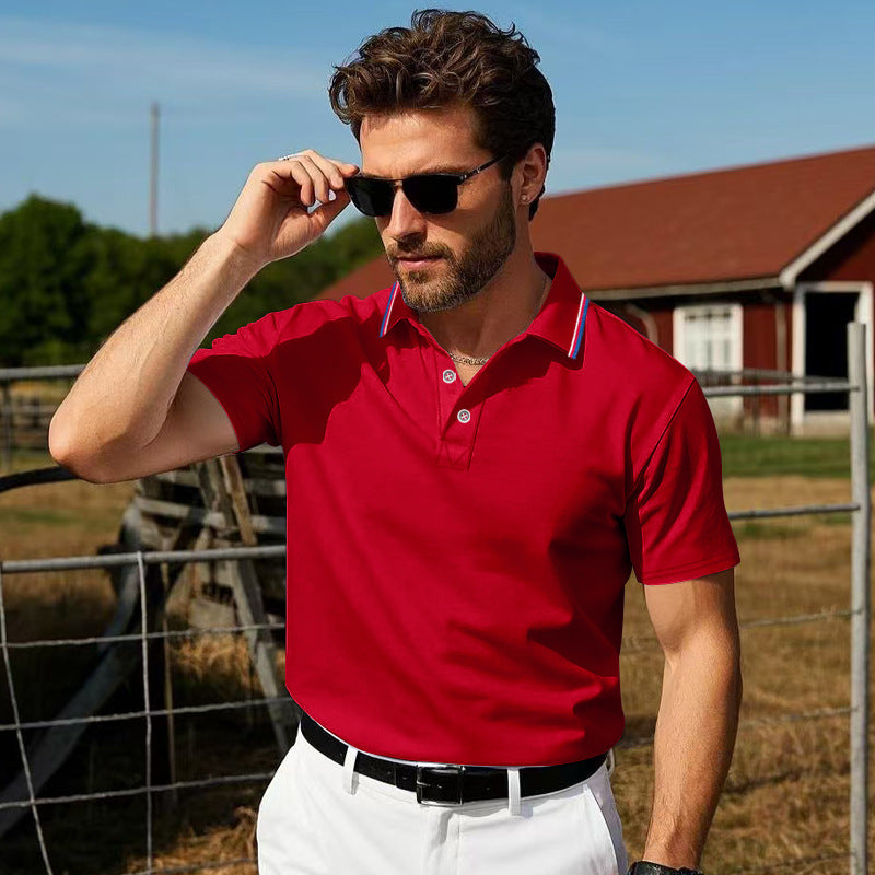 Herren Polo-Shirt mit kontrastierendem Kragen und atmungsaktiver Baumwollqualität Drune