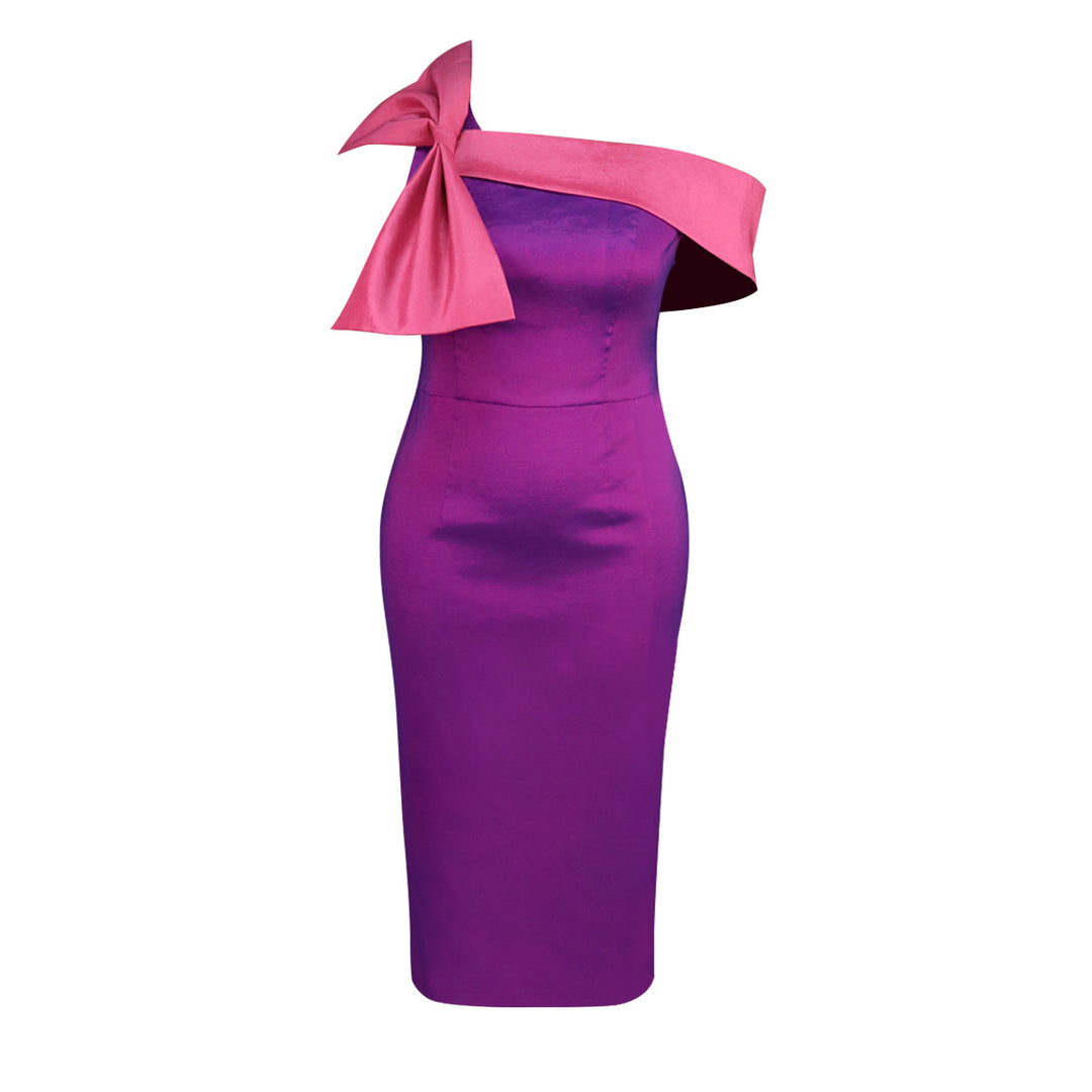 Damen Elegantes Cocktailkleid mit schillerndem Detail und asymmetrischem Träger Drune