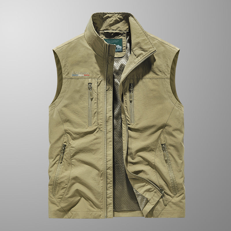 Herren Multifunktionale Outdoor-Utility‑Weste mit Mesh‑Innenfutter und zahlreichen Taschen Drune