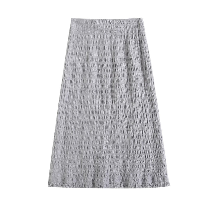 Damen Langer Strickrock mit fransigem Saum und strukturiertem Design Drune
