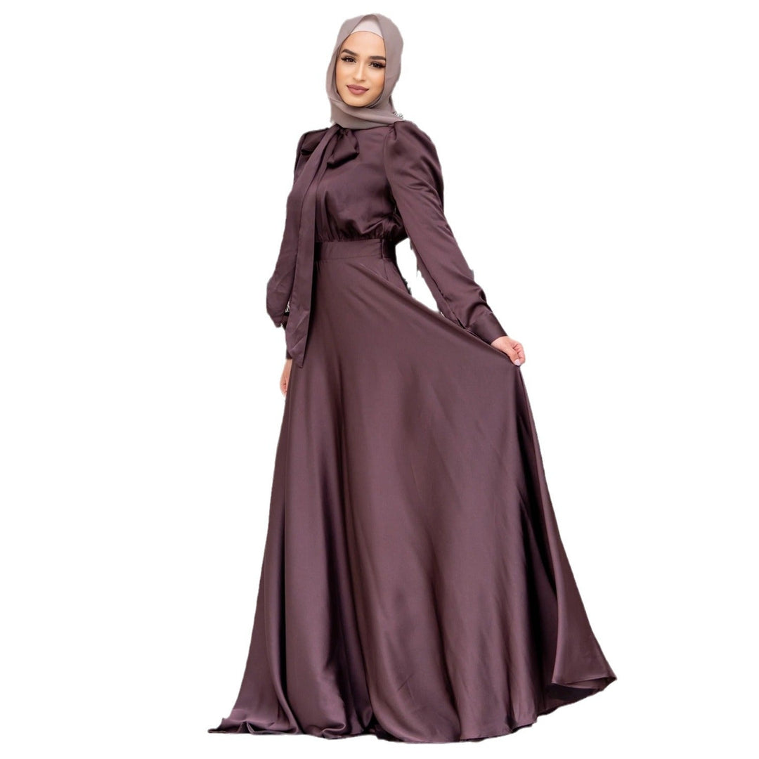 Damen Maxi-Kleid mit fließenden Ärmeln und elegantem Taillengürtel Drune