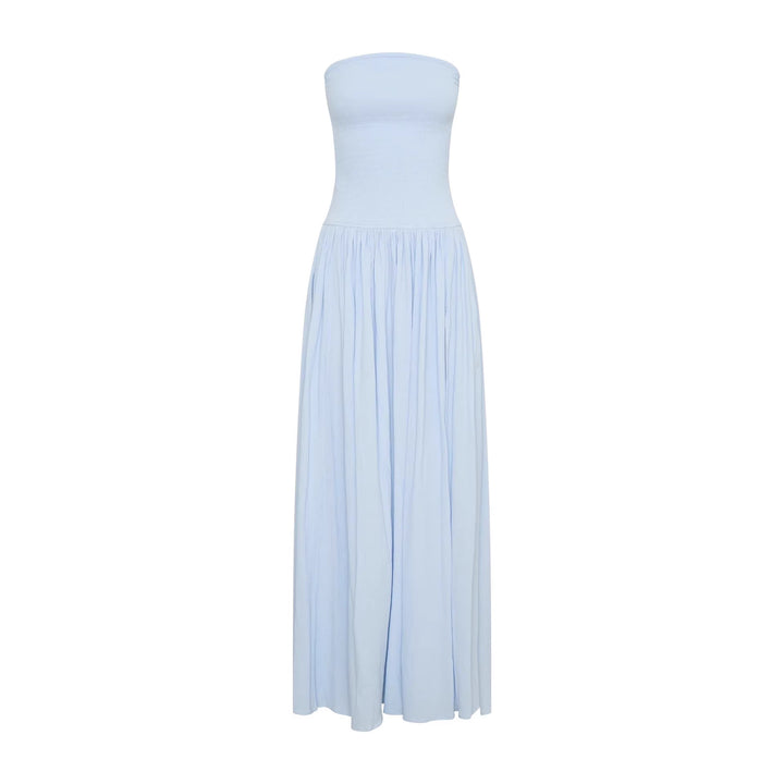 Damen Maxi-Kleid mit elastischem Oberteil und fließendem Rock Drune