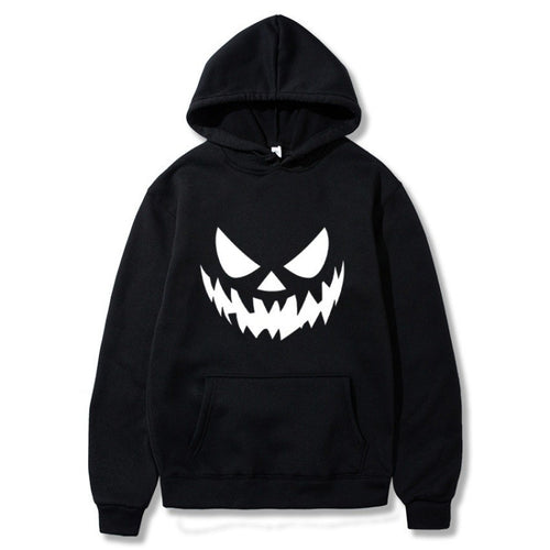 Unisex nan Kapuzenpullover mit gruseligem Kürbisgesicht-Print und Oversize Kängurutasche Drune