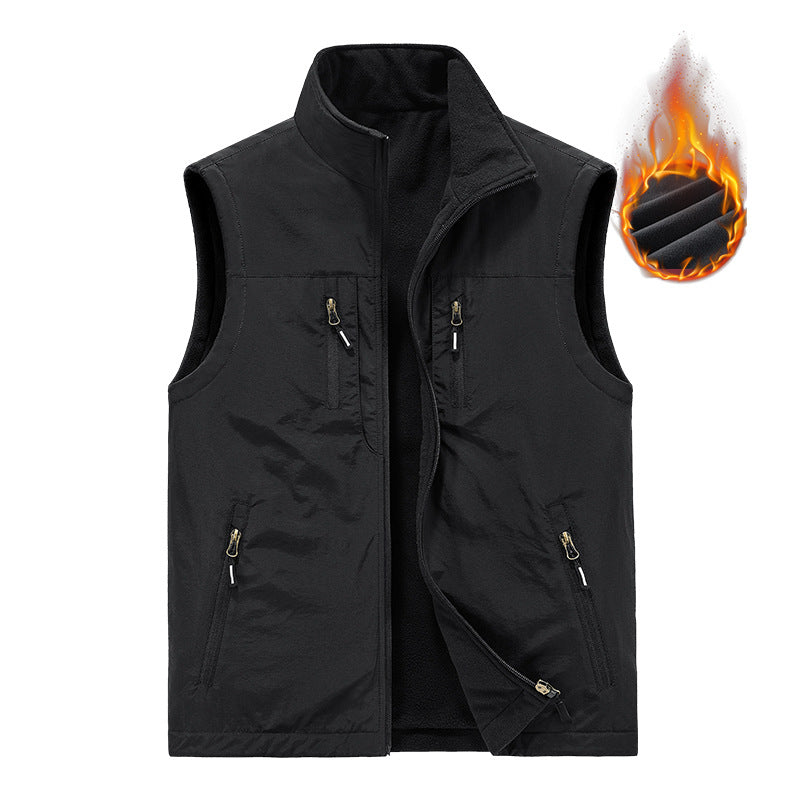 Herren Thermo-Outdoorweste mit Fleece-Innenfutter, windabweisender Shell und Mehrfach-Reißverschlusstaschen Drune