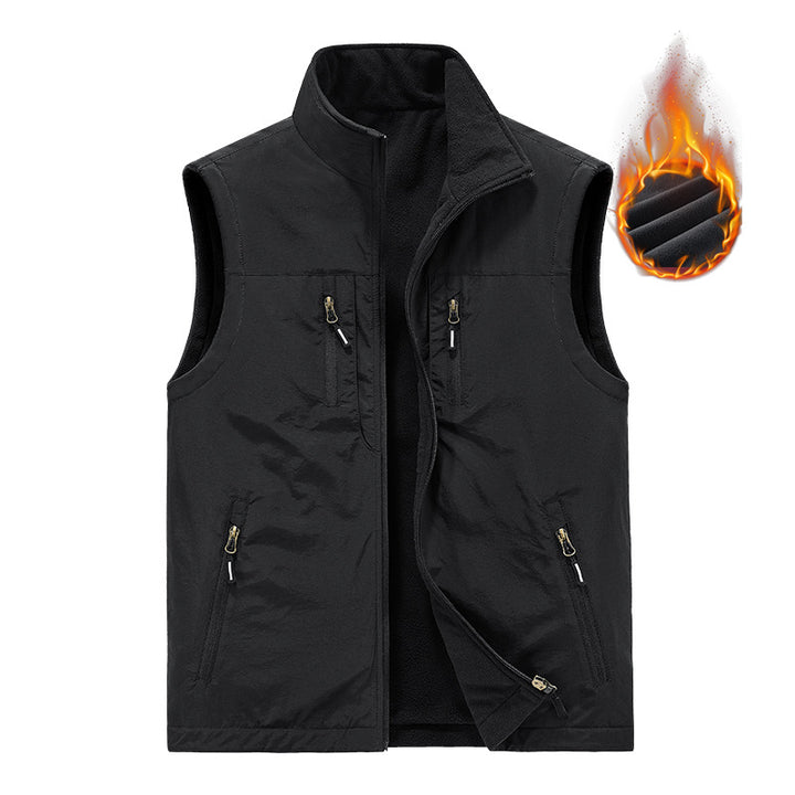 Herren Thermo-Outdoorweste mit Fleece-Innenfutter, windabweisender Shell und Mehrfach-Reißverschlusstaschen Drune