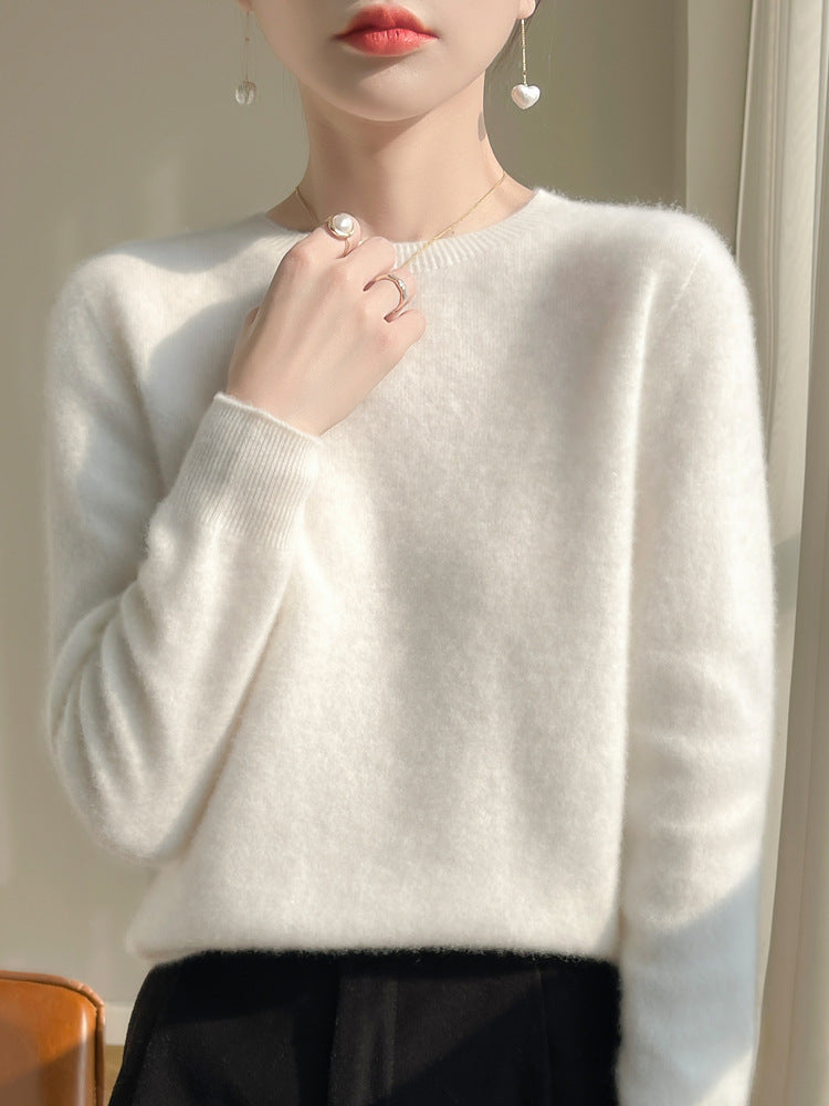 Damen Luxuriöser Kuschelstrick-Pullover mit Rundhals und Mohair-Optik Drune