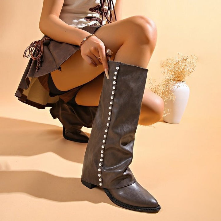 Damen Elegante und Verspielte Stiefel Drune