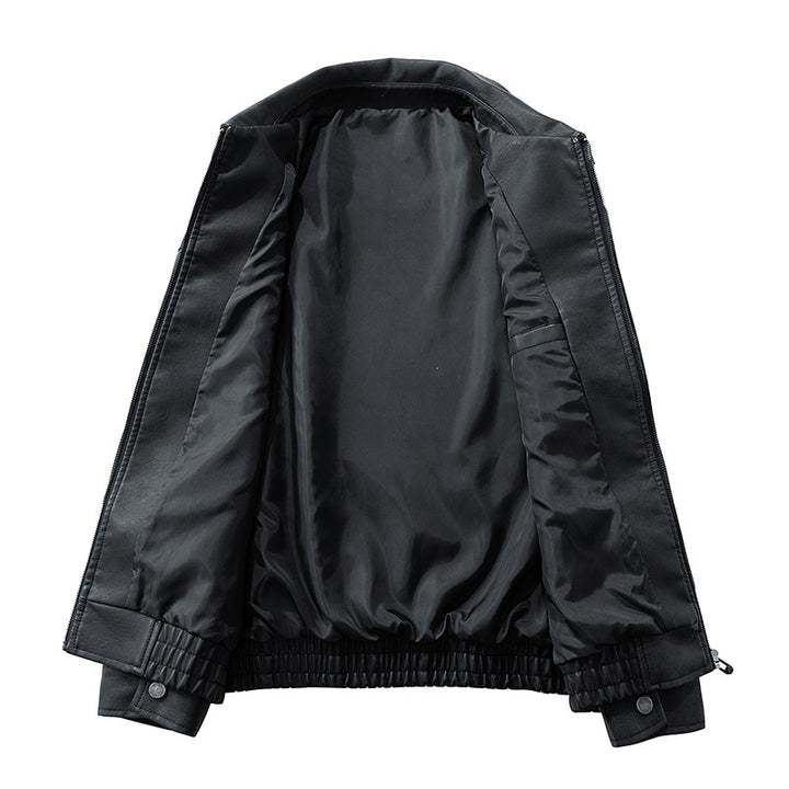 Herren Oversize Utility-Bomberjacke aus Kunstleder mit geripptem Saum und Hemdkragen Drune