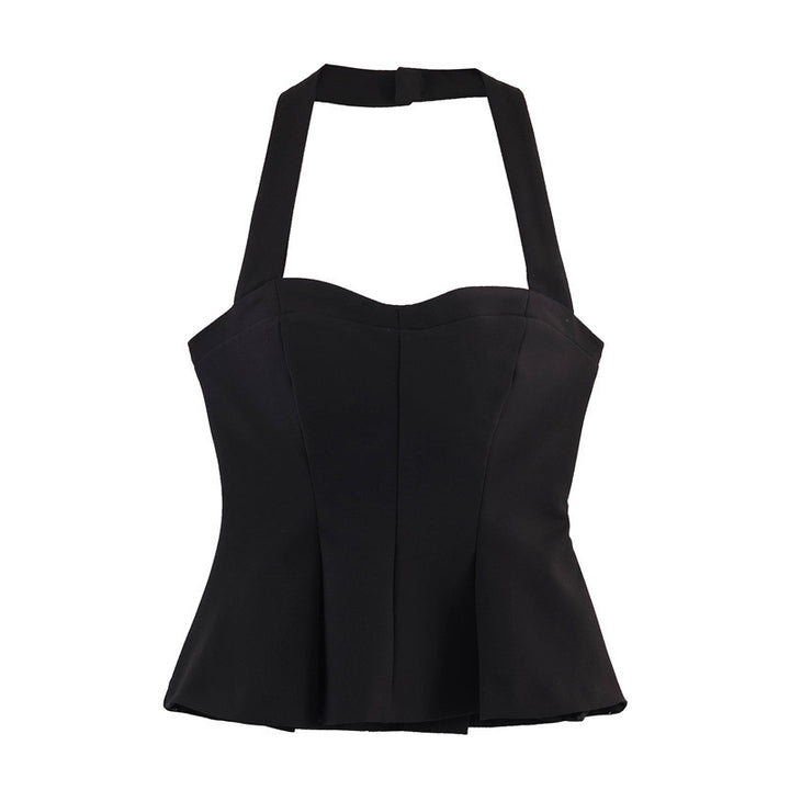 Damen Chic Haltertop mit tailliertem Schnitt und raffinierter Rüsche Drune