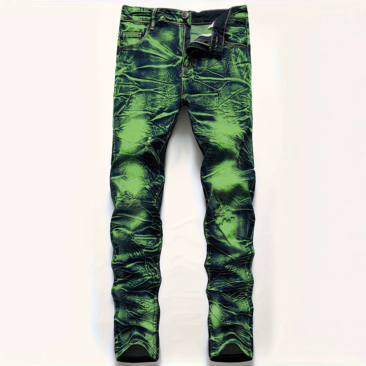 Herren Modische Slim-Fit Jeans im Used-Look Drune