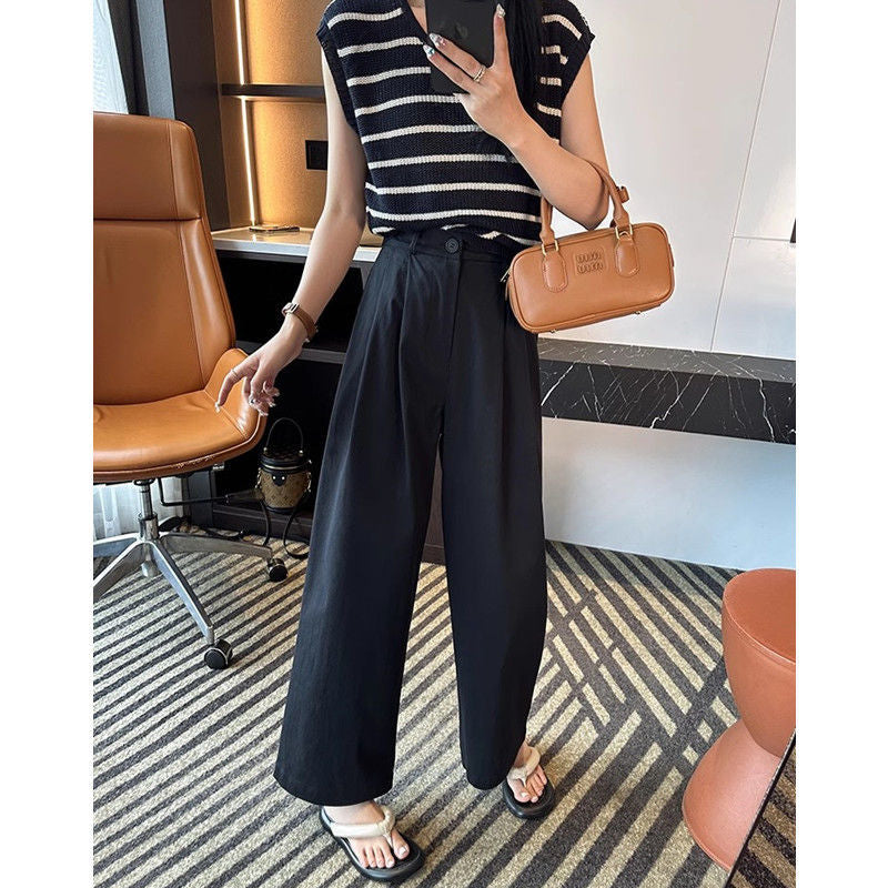 Damen Weitgeschnittene Hose mit hohem Bund und seitlichen Taschen Drune