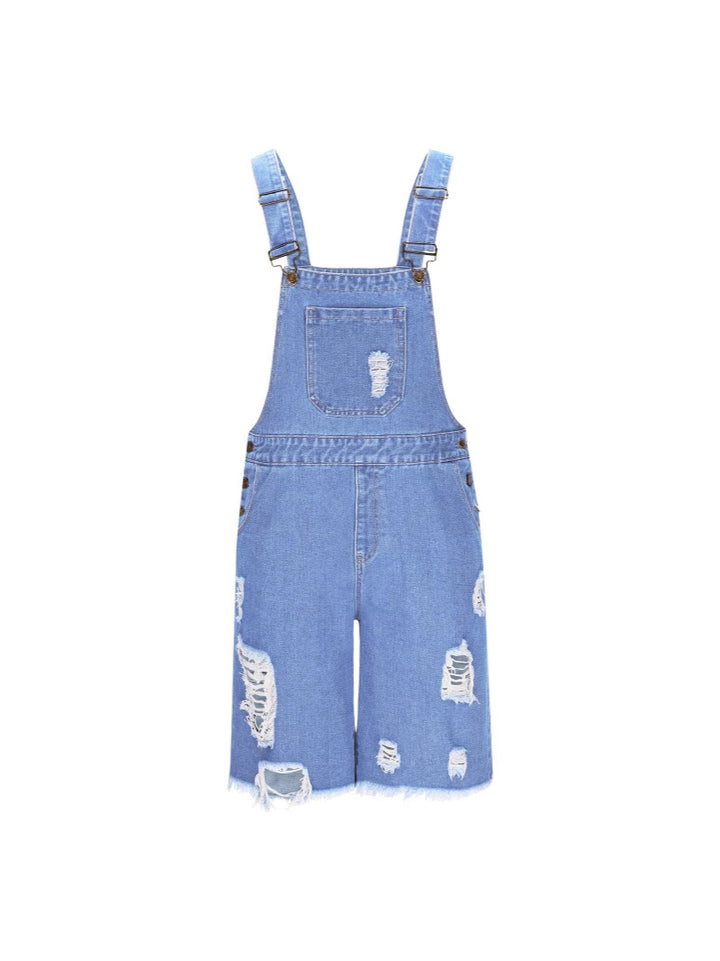 Herren Lässige Denim-Latzhose im distressed Look Drune