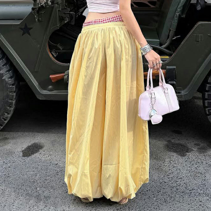 Damen Luftige Sommerhose mit Gummizug und Kordelzug Drune