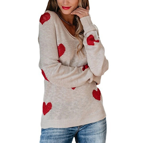 Damen kuscheliger Pullover mit herzförmigen Mustern Drune