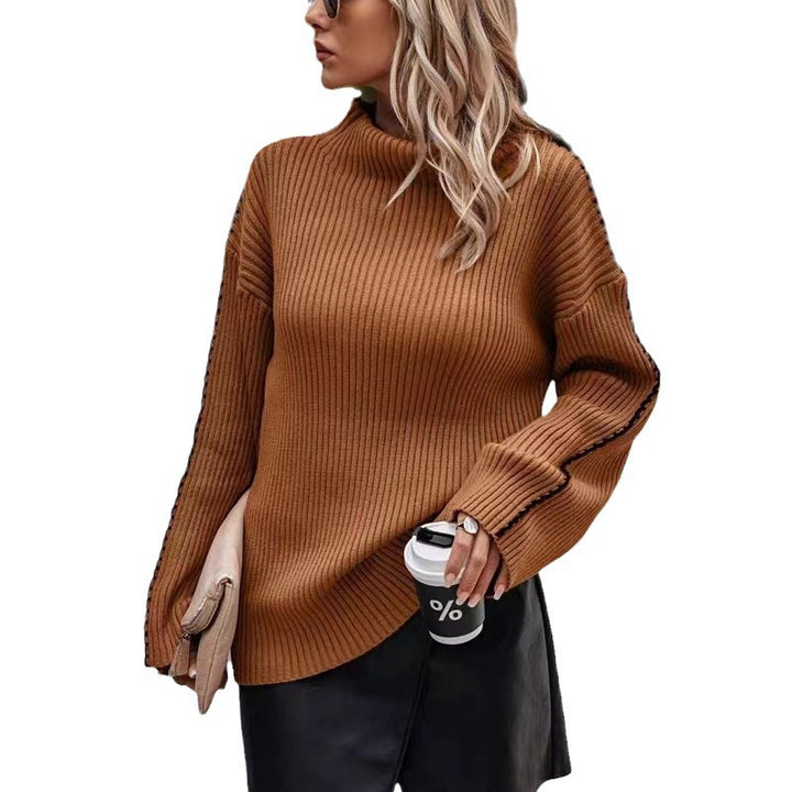 Damen Strickpullover mit elegantem Rollkragen und modischen Ärmelöffnungen Drune