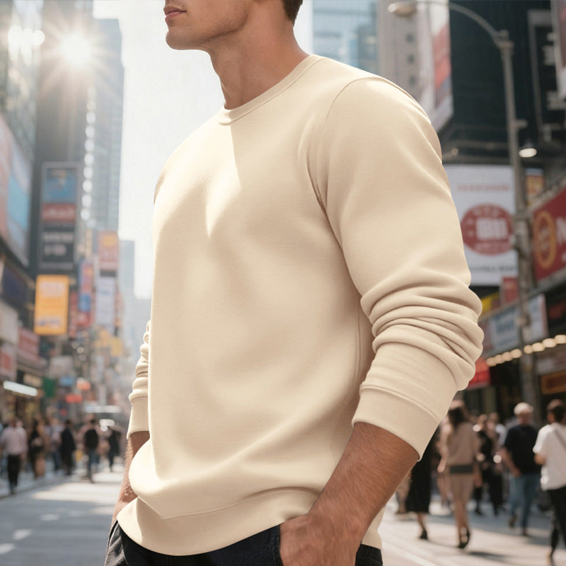 Herren nan weiches Rundhals-Sweatshirt aus Baumwollmix mit gerippten Bündchen und relaxed Fit Drune